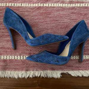 Jessica Simpson Blue Suede Cutout High Heels - Women | Color: Blue | Size: 7.5